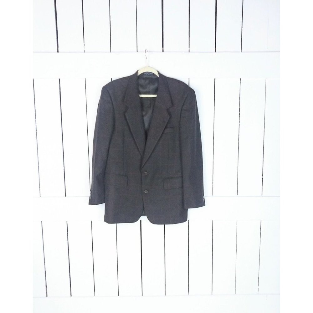 Vintage mens brown houndstooth wool blend sportcoat